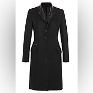 The Kooples, Tailored Wool Evening Coat with pleather trim, size 34
